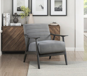 English Elm Swivel Barrel Chair Tufted Upholstered Accent Seat for Living Room Reading Nook Gray Velvet - A B011P581754