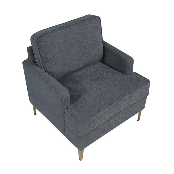 English Elm Accent Chair Chenille Upholstered with Brushed Gold Legs Pocket Coil Living Room Seat B011P581755