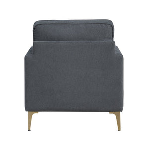 English Elm Accent Chair Chenille Upholstered with Brushed Gold Legs Pocket Coil Living Room Seat B011P581755