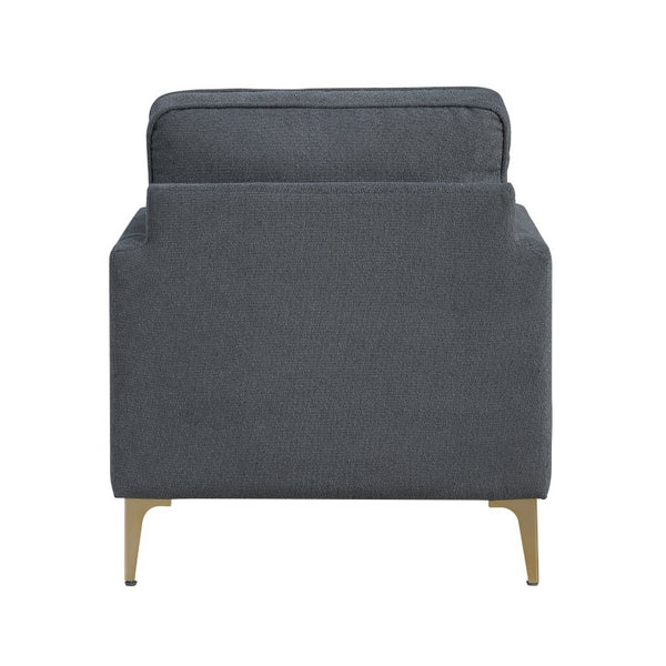 English Elm Accent Chair Chenille Upholstered with Brushed Gold Legs Pocket Coil Living Room Seat B011P581755