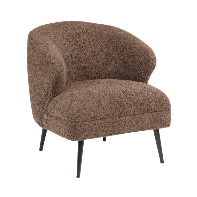 English Elm Accent Chair Sculptural Barrel Boucle Upholstery Matte Black Metal Legs Modern Lounge B011P581757
