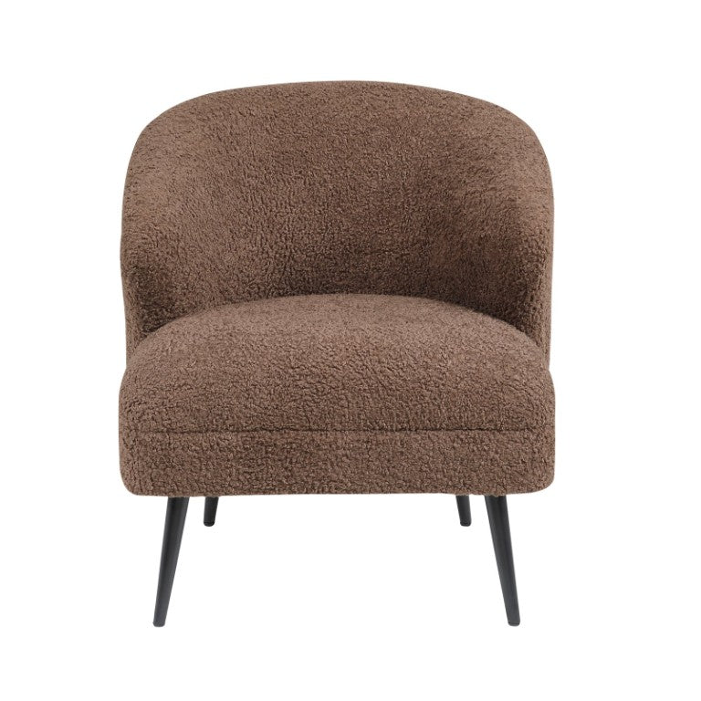 English Elm Accent Chair Sculptural Barrel Boucle Upholstery Matte Black Metal Legs Modern Lounge B011P581757