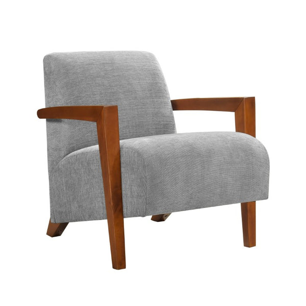 English Elm Accent Chair Mid-Century Chenille Upholstered with Chestnut Wood Arms for Living Room B011P581763