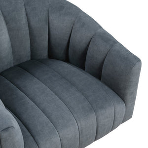 English Elm Swivel Barrel Chair with Channel Stitched Velvet Upholstery for Living Room Reading Nook B011P581767
