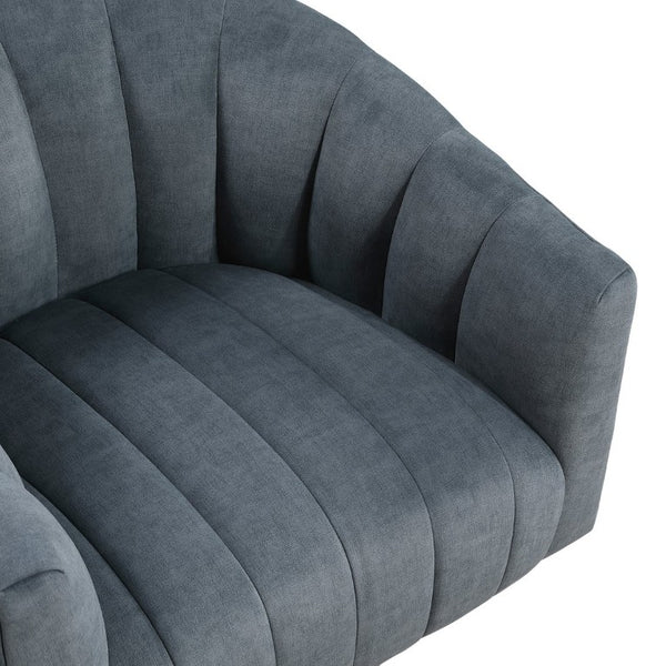 English Elm Swivel Barrel Chair with Channel Stitched Velvet Upholstery for Living Room Reading Nook B011P581767