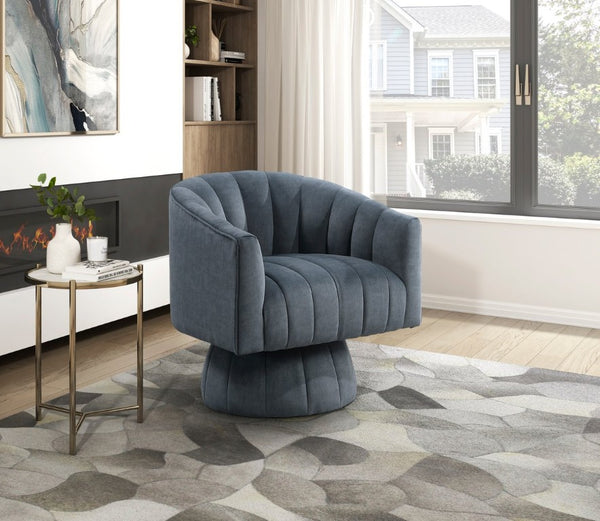 English Elm Swivel Barrel Chair with Channel Stitched Velvet Upholstery for Living Room Reading Nook B011P581767