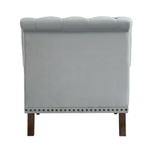 English Elm Accent Chair Gray Velvet Button Tufted Nailhead Trim Espresso Legs Sitting Room B011P581776