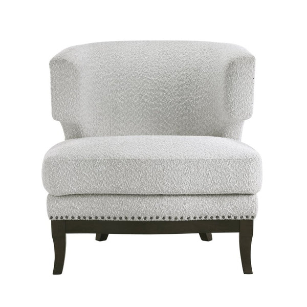 English Elm Accent Chair Barrel Back Boucle Upholstered Seat with Espresso Solid Wood Legs B011P581779