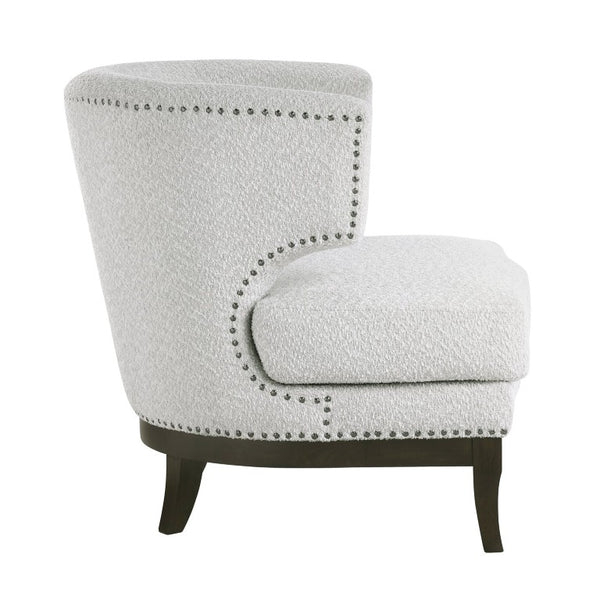 English Elm Accent Chair Barrel Back Boucle Upholstered Seat with Espresso Solid Wood Legs B011P581779