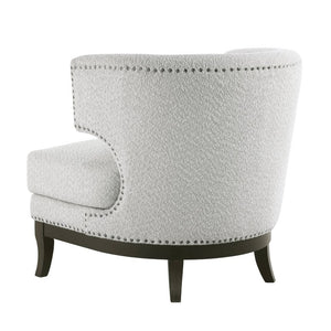 English Elm Accent Chair Barrel Back Boucle Upholstered Seat with Espresso Solid Wood Legs B011P581779