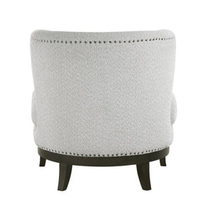 English Elm Accent Chair Barrel Back Boucle Upholstered Seat with Espresso Solid Wood Legs B011P581779