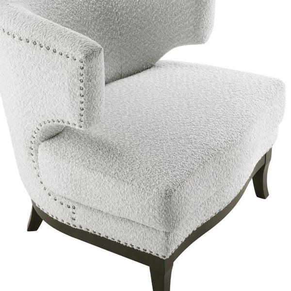 English Elm Accent Chair Barrel Back Boucle Upholstered Seat with Espresso Solid Wood Legs B011P581779