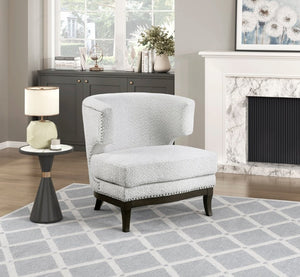 English Elm Accent Chair Barrel Back Boucle Upholstered Seat with Espresso Solid Wood Legs B011P581779