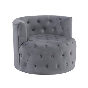 English Elm Swivel Barrel Chair Tufted Upholstered Accent Seat for Living Room Reading Nook Gray Velvet B011P581782