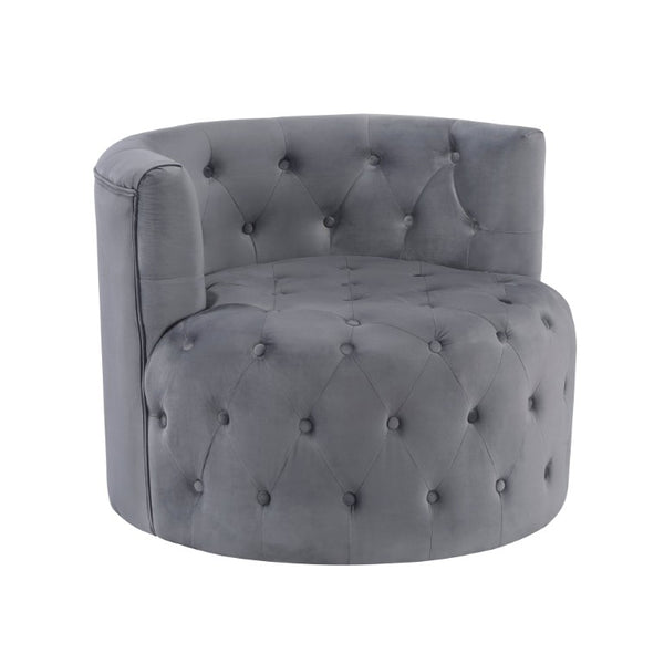 English Elm Swivel Barrel Chair Tufted Upholstered Accent Seat for Living Room Reading Nook Gray Velvet B011P581782