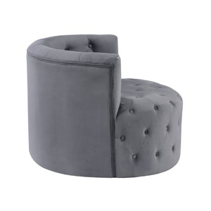 English Elm Swivel Barrel Chair Tufted Upholstered Accent Seat for Living Room Reading Nook Gray Velvet B011P581782