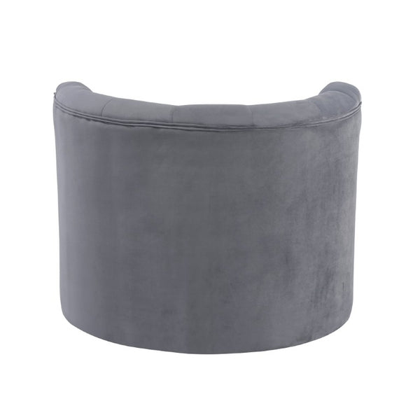 English Elm Swivel Barrel Chair Tufted Upholstered Accent Seat for Living Room Reading Nook Gray Velvet B011P581782