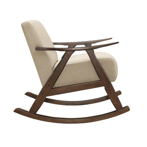 English Elm Rocking Chair Mid-Century Walnut Frame Textured Upholstery for Living Room or Nursery B011P581784
