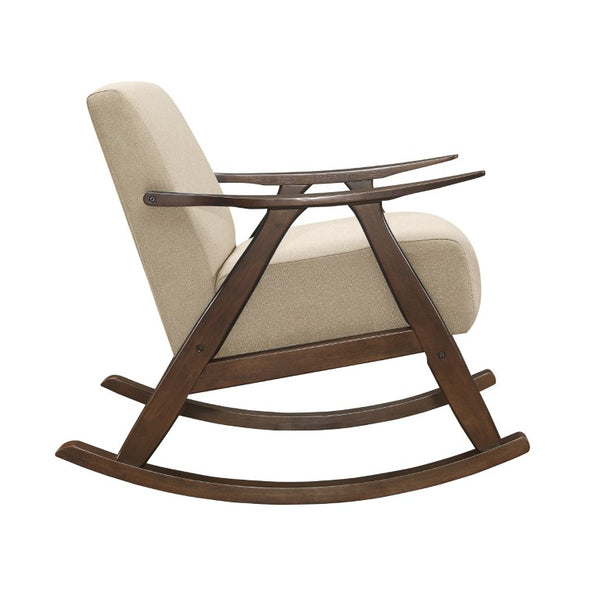 English Elm Rocking Chair Mid-Century Walnut Frame Textured Upholstery for Living Room or Nursery B011P581784