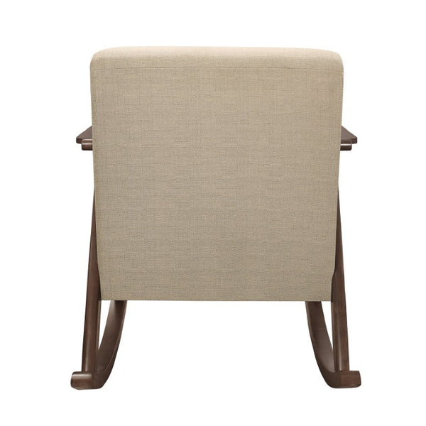 English Elm Rocking Chair Mid-Century Walnut Frame Textured Upholstery for Living Room or Nursery B011P581784