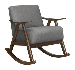 English Elm Rocking Chair Solid Rubberwood Walnut Frame Mid-Century Style with Pocket Coil Cushioned Seat B011P581786