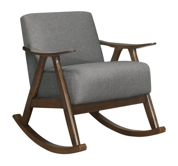 English Elm Rocking Chair Solid Rubberwood Walnut Frame Mid-Century Style with Pocket Coil Cushioned Seat B011P581786