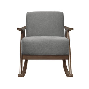English Elm Rocking Chair Solid Rubberwood Walnut Frame Mid-Century Style with Pocket Coil Cushioned Seat B011P581786