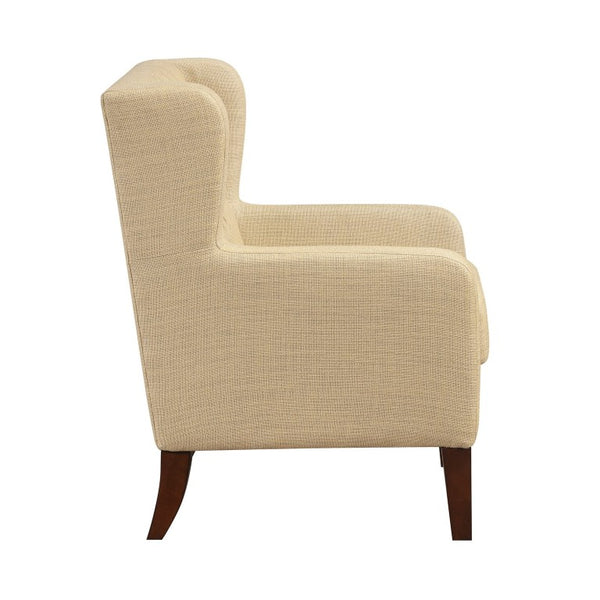 English Elm Accent Wingback Chair with Button Tufting Textured Polyester Fabric and Solid Wood Legs B011P581791