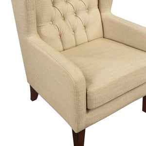 English Elm Accent Wingback Chair with Button Tufting Textured Polyester Fabric and Solid Wood Legs B011P581791