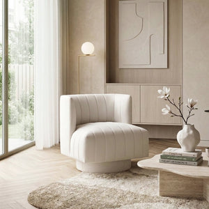 English Elm Swivel Barrel Accent Chair Channel Tufted Polyester Upholstery for Living Room B011P581805