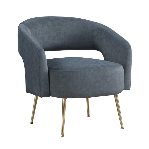 English Elm Accent Chair Curved Velvet Upholstered Seat with Gold Metal Legs for Modern Living B011P581806