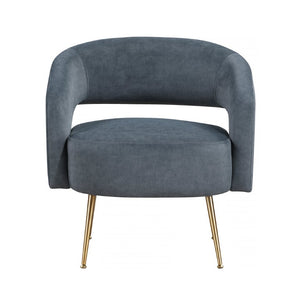 English Elm Accent Chair Curved Velvet Upholstered Seat with Gold Metal Legs for Modern Living B011P581806