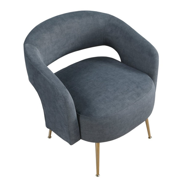 English Elm Accent Chair Curved Velvet Upholstered Seat with Gold Metal Legs for Modern Living B011P581806