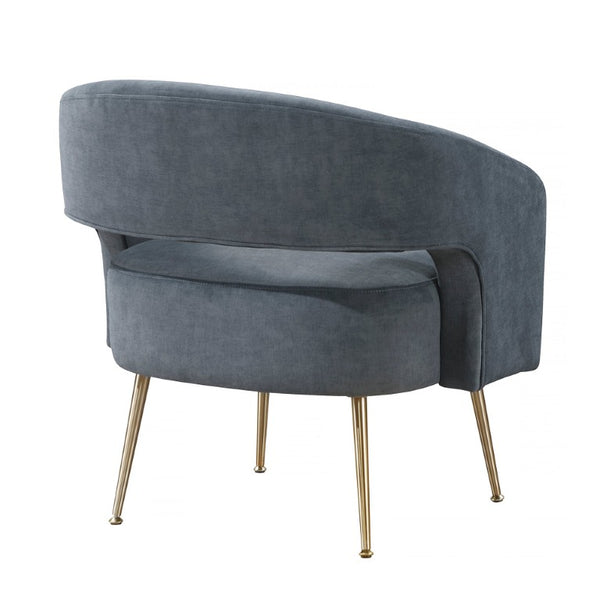 English Elm Accent Chair Curved Velvet Upholstered Seat with Gold Metal Legs for Modern Living B011P581806