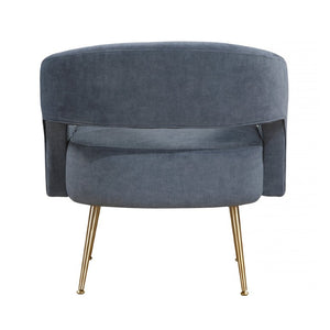 English Elm Accent Chair Curved Velvet Upholstered Seat with Gold Metal Legs for Modern Living B011P581806