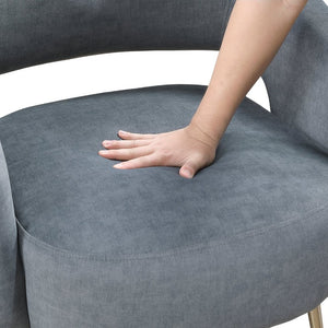 English Elm Accent Chair Curved Velvet Upholstered Seat with Gold Metal Legs for Modern Living B011P581806