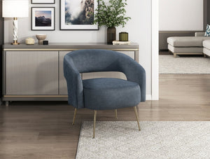 English Elm Accent Chair Curved Velvet Upholstered Seat with Gold Metal Legs for Modern Living B011P581806