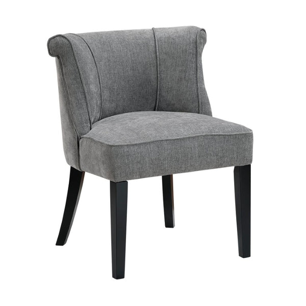 English Elm Accent Chair Curved Back Piping Detail Charcoal Woven Fabric Espresso Wood Legs B011P581808