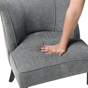 English Elm Accent Chair Curved Back Piping Detail Charcoal Woven Fabric Espresso Wood Legs B011P581808