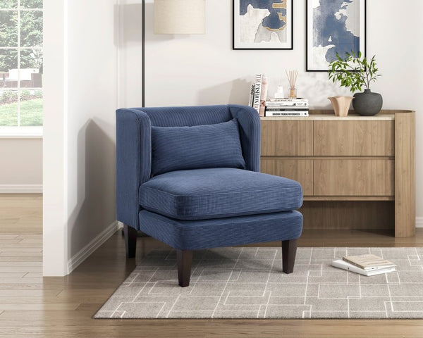 English Elm Accent Chair Channel Tufted Corduroy Upholstery with Espresso Wood Legs and Lumbar Pillow B011P581820
