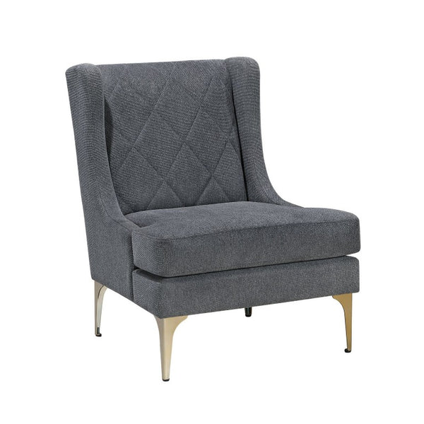 English Elm Accent Chair Chenille Upholstered with Diamond Stitching and Brushed Gold Legs B011P581822