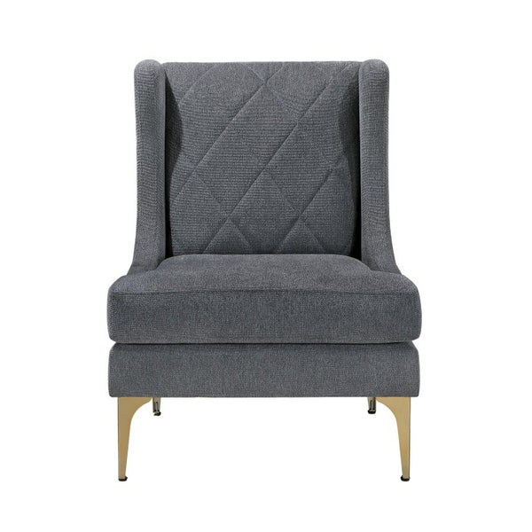 English Elm Accent Chair Chenille Upholstered with Diamond Stitching and Brushed Gold Legs B011P581822