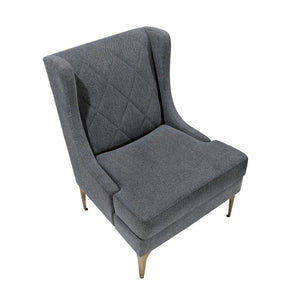 English Elm Accent Chair Chenille Upholstered with Diamond Stitching and Brushed Gold Legs B011P581822