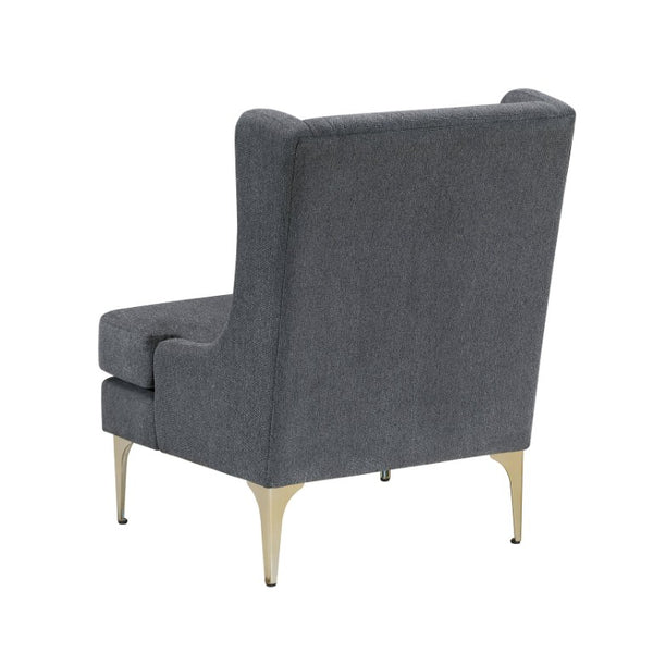 English Elm Accent Chair Chenille Upholstered with Diamond Stitching and Brushed Gold Legs B011P581822