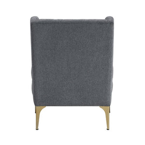 English Elm Accent Chair Chenille Upholstered with Diamond Stitching and Brushed Gold Legs B011P581822