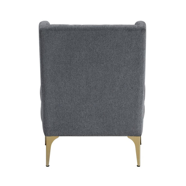 English Elm Accent Chair Chenille Upholstered with Diamond Stitching and Brushed Gold Legs B011P581822