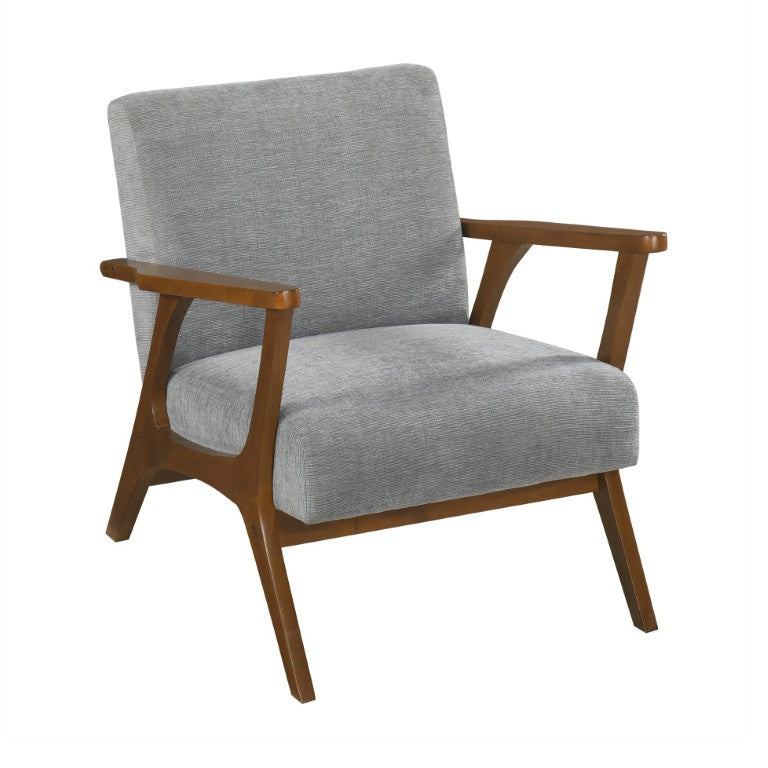 English Elm Accent Armchair with Chenille Upholstery Pocket Coil Support and Rubberwood Base B011P581823