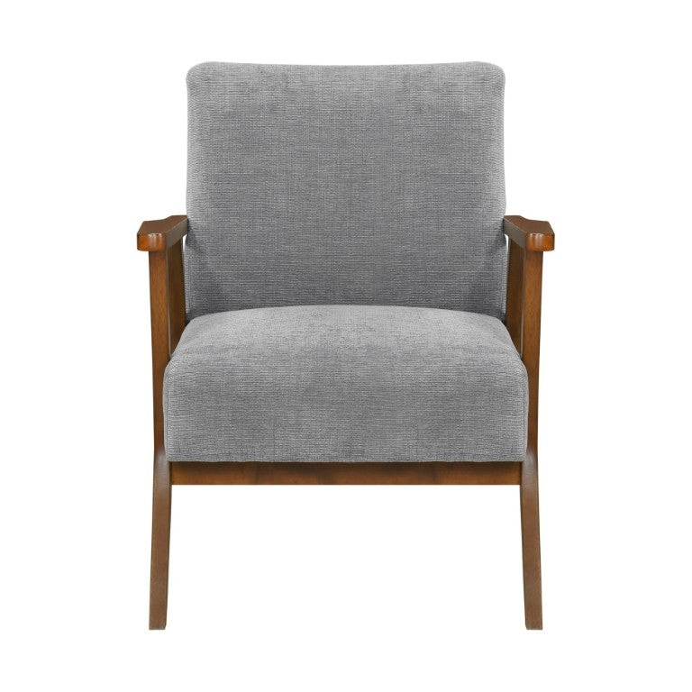 English Elm Accent Armchair with Chenille Upholstery Pocket Coil Support and Rubberwood Base B011P581823
