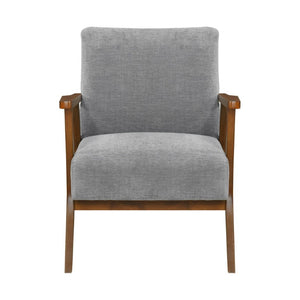 English Elm Accent Armchair with Chenille Upholstery Pocket Coil Support and Rubberwood Base B011P581823