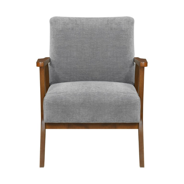 English Elm Accent Armchair with Chenille Upholstery Pocket Coil Support and Rubberwood Base B011P581823